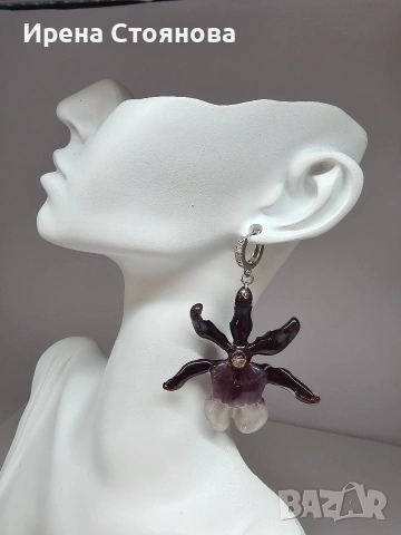 Обеци „Кралска орхидея“ 🌺 Тези обеци са създадени от истински цвят на орхидея Камбрия , снимка 9 - Обеци - 53769766