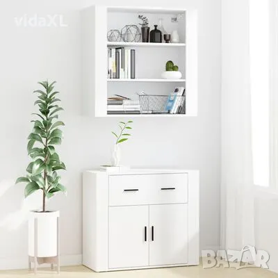 vidaXL Висок шкаф, бял, инженерно дърво(SKU:3185375), снимка 3 - Шкафове - 48365546