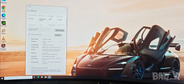 Продавам Гейм РС Ryzen 5 5500/16Gb/512Gb SSD+1TB HDD/GB 1660 Super/Гаранция, снимка 10 - Геймърски - 52578044
