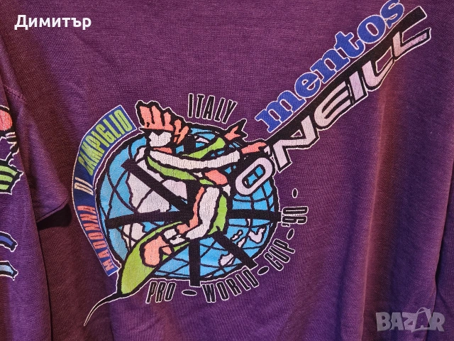 Блуза на O'neill Mentos World Cup 1990 Italy snowboard ski Large спорт ретро блуза , снимка 4 - Блузи - 53411144