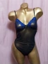  Резервирани S Черно еластично, прозрачно боди със синя бродерия , снимка 4