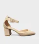 Дамски обувки на средно висок ток със затворени пръсти и пета C5730-3 Beige, снимка 1