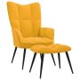 vidaXL Релаксиращ стол с табуретка, горчица жълто, кадифе и PVC（SKU:328091