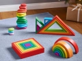 Дървен конструктор Пъзел Дъга за подреждане Монтесори финна моторика, снимка 3