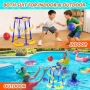 Нов Плаващ баскетболен кош за басейн с 4 топки и помпа за водни игри деца, снимка 6