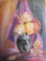 Картина -масло, фазер, ваза с хризантеми,51х36см., снимка 5