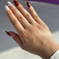 Златист дамски пръстен от медицинска стомана луксозен блясък, снимка 1 - Пръстени - 45454803