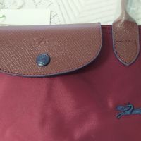 НОВА Longchamp –винено червена, L, дълги дръжки, бродирано лого, снимка 6 - Чанти - 45126460
