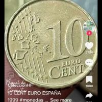Рядка Монета от 10 Евро Цента От Испания , снимка 5 - Нумизматика и бонистика - 46173360