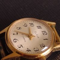 Стар ръчен часовник с позлата и маркировка SLAVA 17 JEWELS за КОЛЕКЦИЯ 44834, снимка 4 - Антикварни и старинни предмети - 45382370
