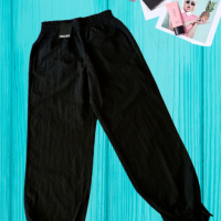 Черни спортни шушлякови панталони от найлон Pieces, S, M, снимка 2 - Панталони - 45040374
