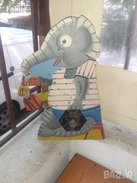 Стара бълг.метална мишена играчка от стрелбище пушка слонче, снимка 1