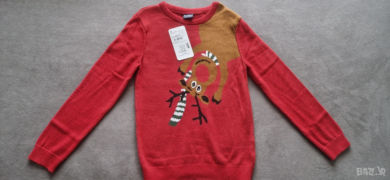 7-8г 128см Блуза с дълъг ръкав пуловер Коледа, нов, с етикет, снимка 1