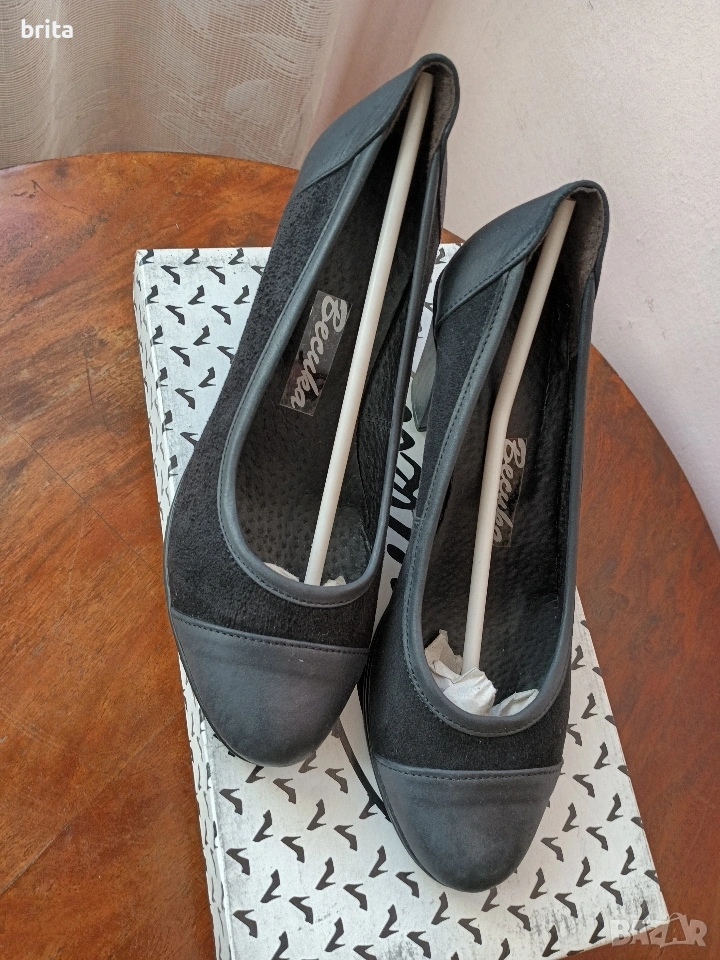 Нови! №37 Обувки Ест Велур и Кожа Ток , снимка 1