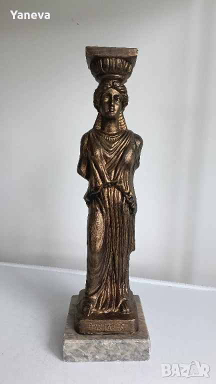 Vintage, метална статуетка на кариатида,  статуя на жена, снимка 1