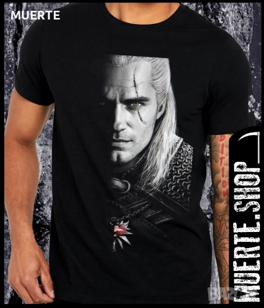 Черна тениска с щампа THE WITCHER, снимка 1