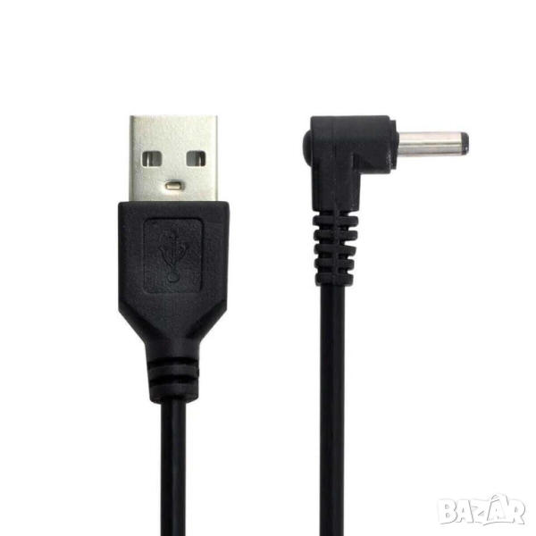 Кабел USB 2.0 - DC 5V, 3.5 мм, 1.35 мм, 1 м, Черен, снимка 1