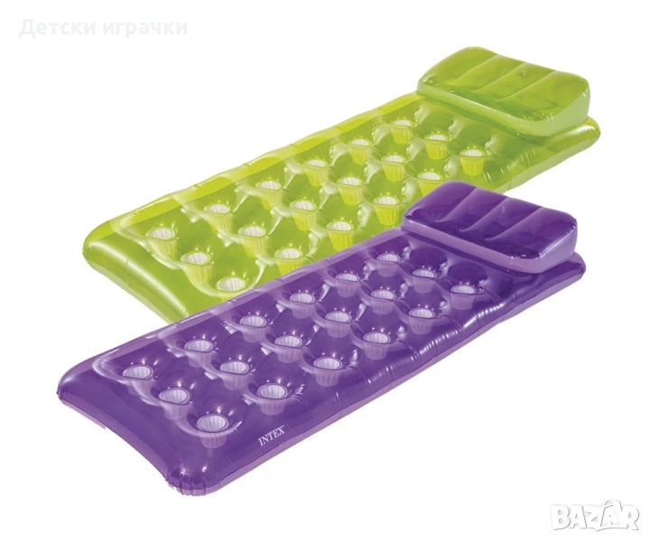 Надуваем дюшек Intex 18-Pocket, 188 х 71 см,цветни чашки, снимка 1