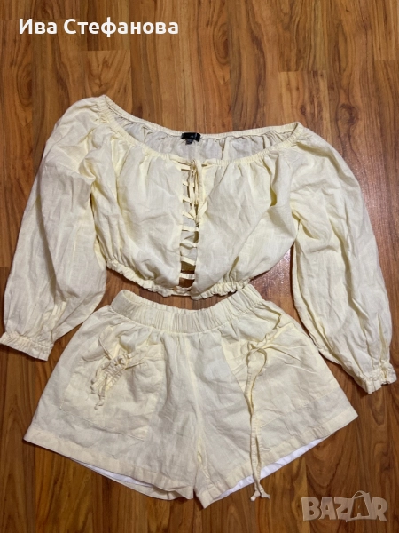 Нов сет памук памучен жълт костюм комплект Златка Райкова Bless by Zlatka Raykova бебешко жълто, снимка 1