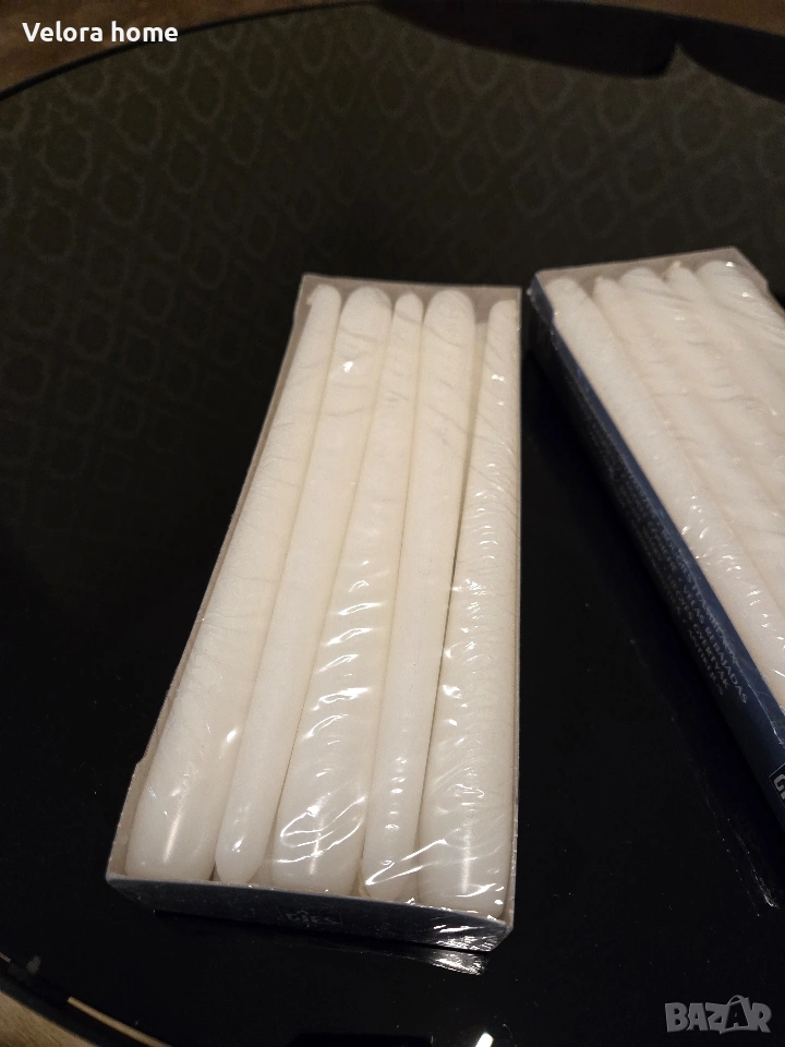 Бели свещи,класически 24см., снимка 1