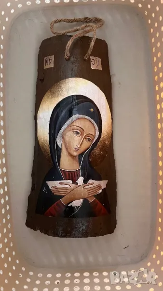 Икона върху керемида Богородица, снимка 1