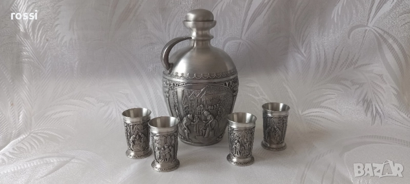 Vintage. Нов немски калаен сервиз по картини на Carl Spitzweg(1808-1885), снимка 1