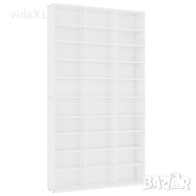 vidaXL Етажерка за компактдискове бяла 102x16x177,5 см инженерно дърво(SKU:801778, снимка 1