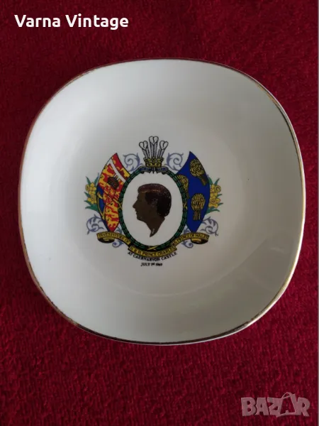 Колекционерска порцеланова чинийка Инвеститурата на принц Чарлз 1969. Royal Falcon Ware Англия., снимка 1