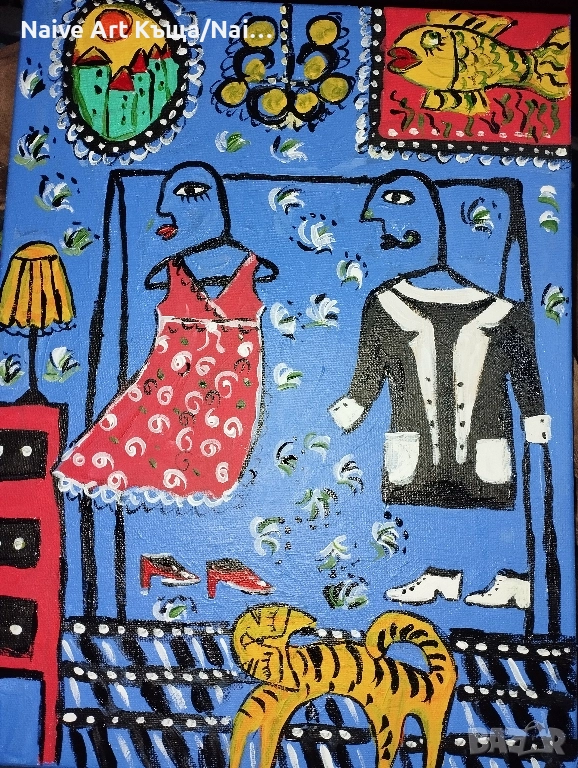 Картина платно маслени бои акрилни бои размер в. 42 / ш. 32, снимка 1