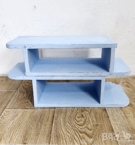 Комплект 2 бр. дървени рафтове светлосини