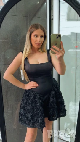 Рокля с 3Д флорален акцент , снимка 3 - Рокли - 50976851