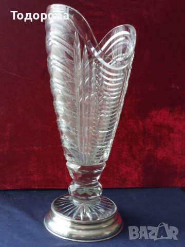 Авторски Кристални вази и кана със сребърен обков,среро 900/чаша,кана/, снимка 9 - Вази - 52017802