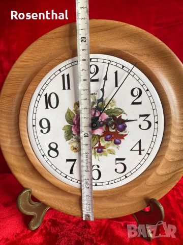 Ретро стенен часовник порцелан и дърво, снимка 4 - Антикварни и старинни предмети - 45179576
