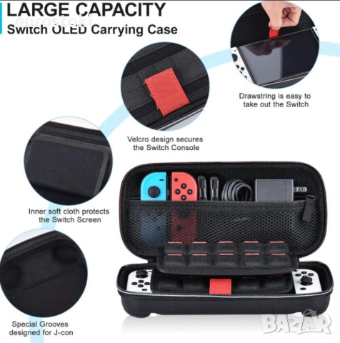 Younik комплект аксесоари за Nintendo Switch OLED 15 в 1, калъф за Nintendo Switch с аксесоари, снимка 4 - Аксесоари - 52436925