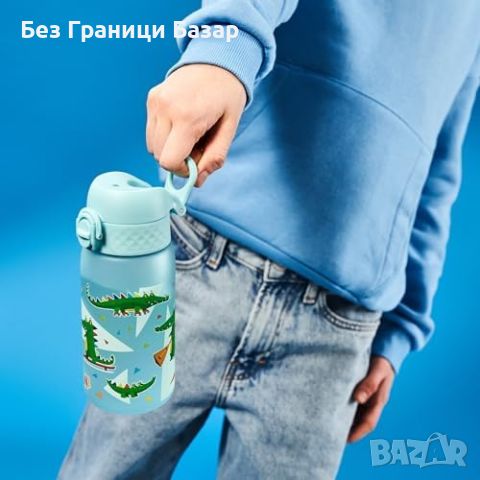 Нова Детска бутилка за вода Ion8, BPA Free, лесно отваряне, 350 мл синя, снимка 3 - Други - 45966311