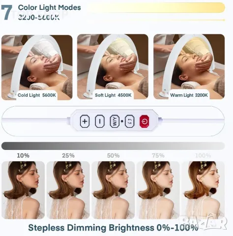 Lmaqfum Half Moon лампа за маникюр за нокти, татуировки, мигли ,LED 74 см 40W, с дистанционно, снимка 3 - Настолни лампи - 49731166