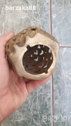 Месингова фигура Държач за чаени свещи Бухал, снимка 4 - Антикварни и старинни предмети - 53788354