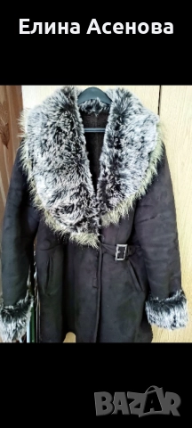 Велурено дамско палто , снимка 2 - Якета - 52488941