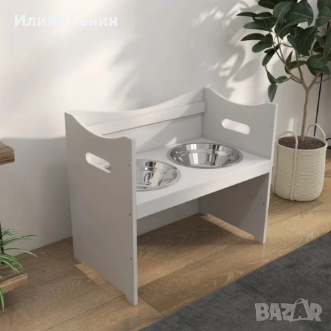 Станция за хранене на кучета PawHut, 2 купички от неръждаема стомана, снимка 4 - За кучета - 51792238