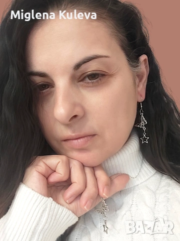 Ръчно изработен комплект от обеци и синджирче "Пеперуди " 