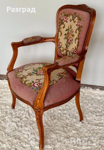 Ретро френски кресла с гобленова дамаска, снимка 8 - Дивани и мека мебел - 45523621