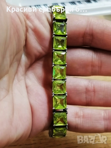 Маркова, масивна сребърна гривна с перидот 39.19гр , снимка 7 - Гривни - 54051041