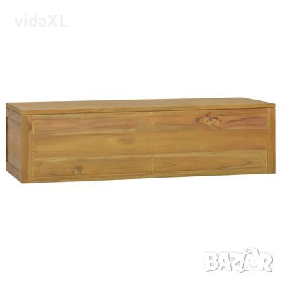 vidaXL Стенен шкаф за баня, 110x45x30 см, тиково дърво масив（SKU:338228