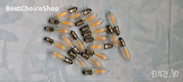 10 броя комплект Димируеми E10 LED крушки COB 0.2W 10–55V топъл цвят 15 000 часа, снимка 2 - Крушки - 53406801