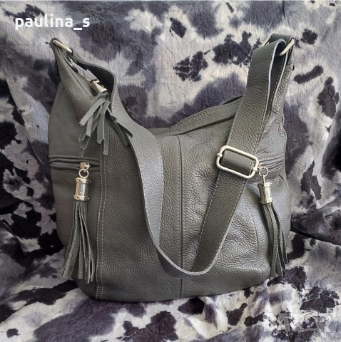 Два различни броя / Зелена чанта "Fausto Santini" и Сива от Турция / естествена кожа , снимка 12 - Чанти - 14727601