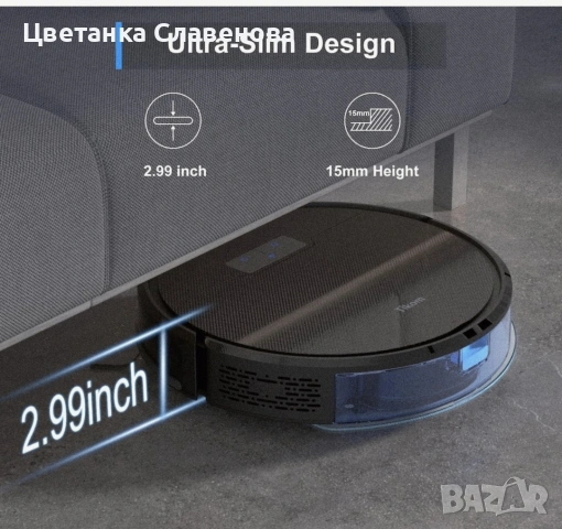 Прахосмукачка робот Tikom G8000 Pro, 2 в 1 и моп  мощност4500Pa,WiFi,150 мин , снимка 8 - Прахосмукачки - 53166450