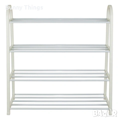 Етажерка за обувки с 4 рафта, в цвят бял и taupe, 61×28×64см, снимка 2 - Дамски ежедневни обувки - 53417236