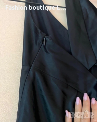 Сатенен черен потник с връзка на врата , гол гръб и цип отстрани 🖤, снимка 3 - Потници - 54184142