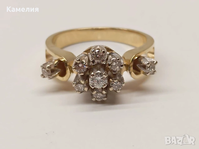 Златен пръстен с брилианти. , снимка 3 - Пръстени - 53532770
