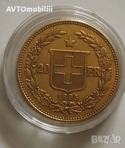 Позлатена монета 20 франка 1895 г, снимка 2 - Нумизматика и бонистика - 54144873